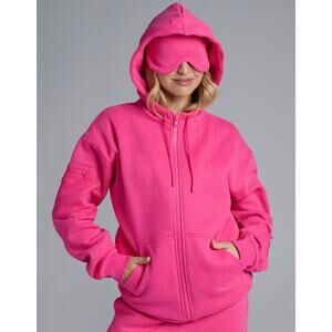 317 NEW COMFRT Airplane Mode Travel Zip Hoodie in Hot Pink Sz Medium